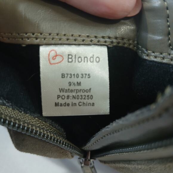 Blondo Boots 9.5 M Samara Waterproof Suede Leather Olive Pull On Double Zip - Picture 10 of 12